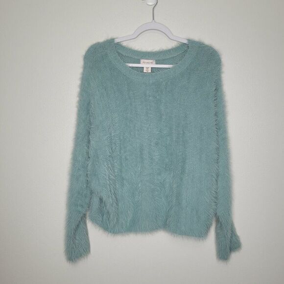 If It Were Me soft blue furry preppy clean girl feminine sweater size medium - Picture 1 of 7